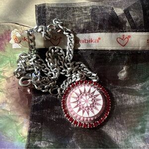 Sabika Enjoyable Medallion Necklace Pink Red Winter 2020
